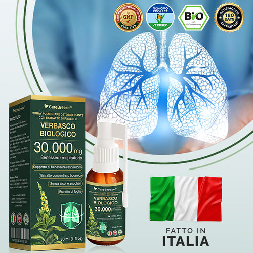 ✅Negozio Ufficiale: CareBreeze® Spray Pulmonare Detossificante con Estratto di Foglie di Verbasco Biologico（👨‍⚕️Agisce direttamente su BPCO, asma, bronchite cronica (CB), infezioni respiratorie, cancro ai polmoni, sinusite e altre condizioni）