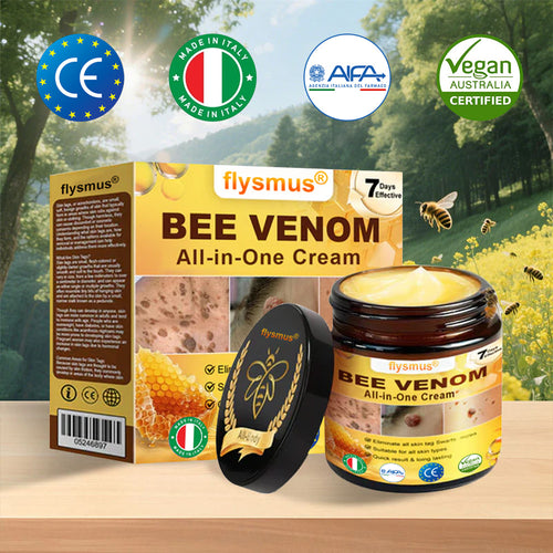 🍀flysmus® Crema al Veleno d’Ape – Testata da dermatologi. Efficace contro verruche, noduli, lesioni, infezioni e cicatrici.