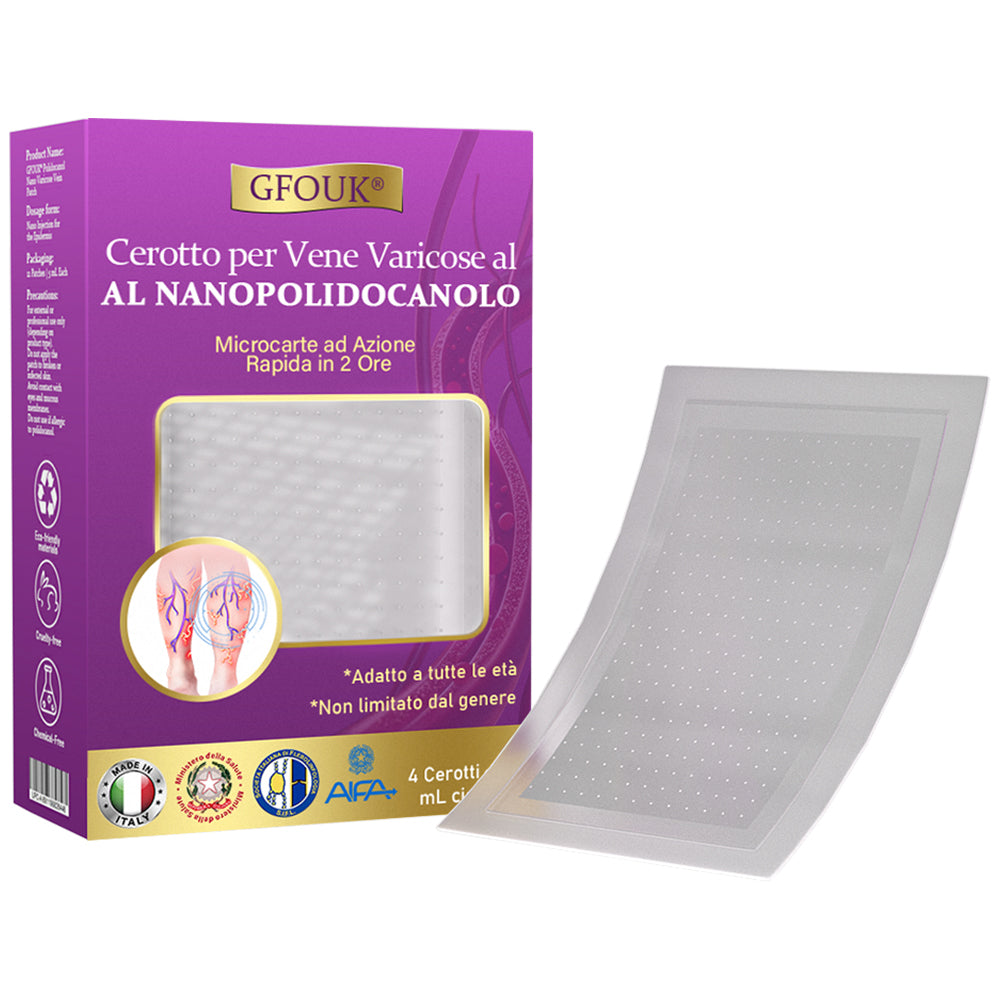✅ GFOUK® Cerotto Nano Varicose con Polidocanolo 👩🏼‍⚕️ Raccomandato dalla Società Italiana di Chirurgia Vascolare (Per Varici, Vene Varicose e Gonfiore alle Gambe)